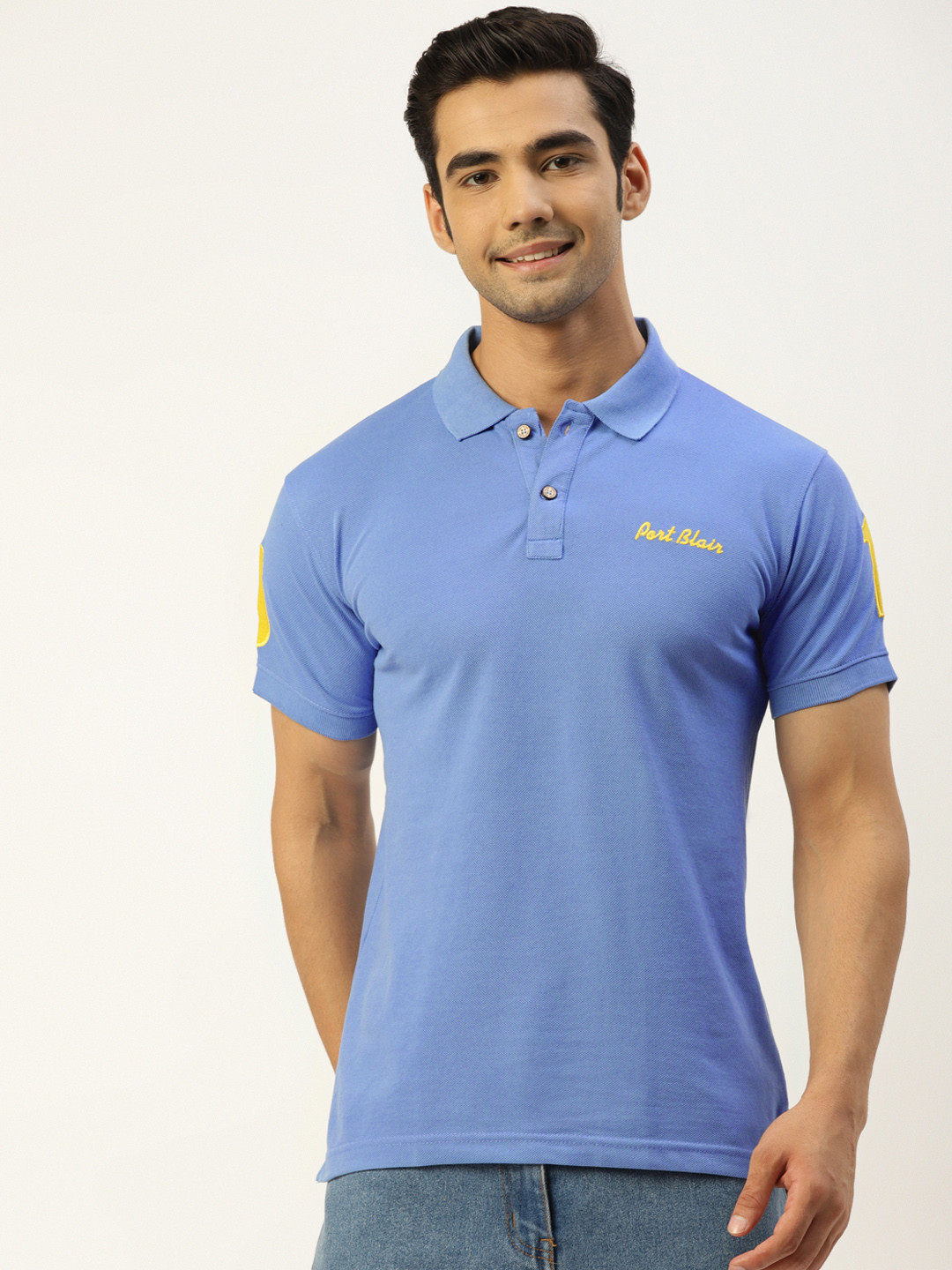 PORTBLAIR Men Blue Solid Polo Collar T-shirt
PORTBLAIR Men Blue Solid Polo Collar T-shirt