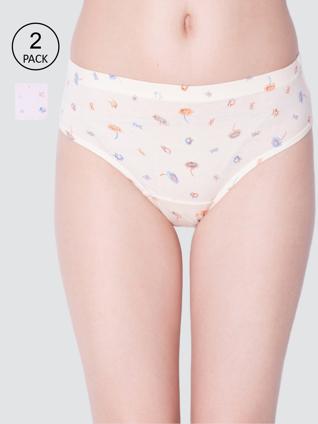 Dollar Missy Women Pack Of 2 Assorted Hipster Briefs, Beige
