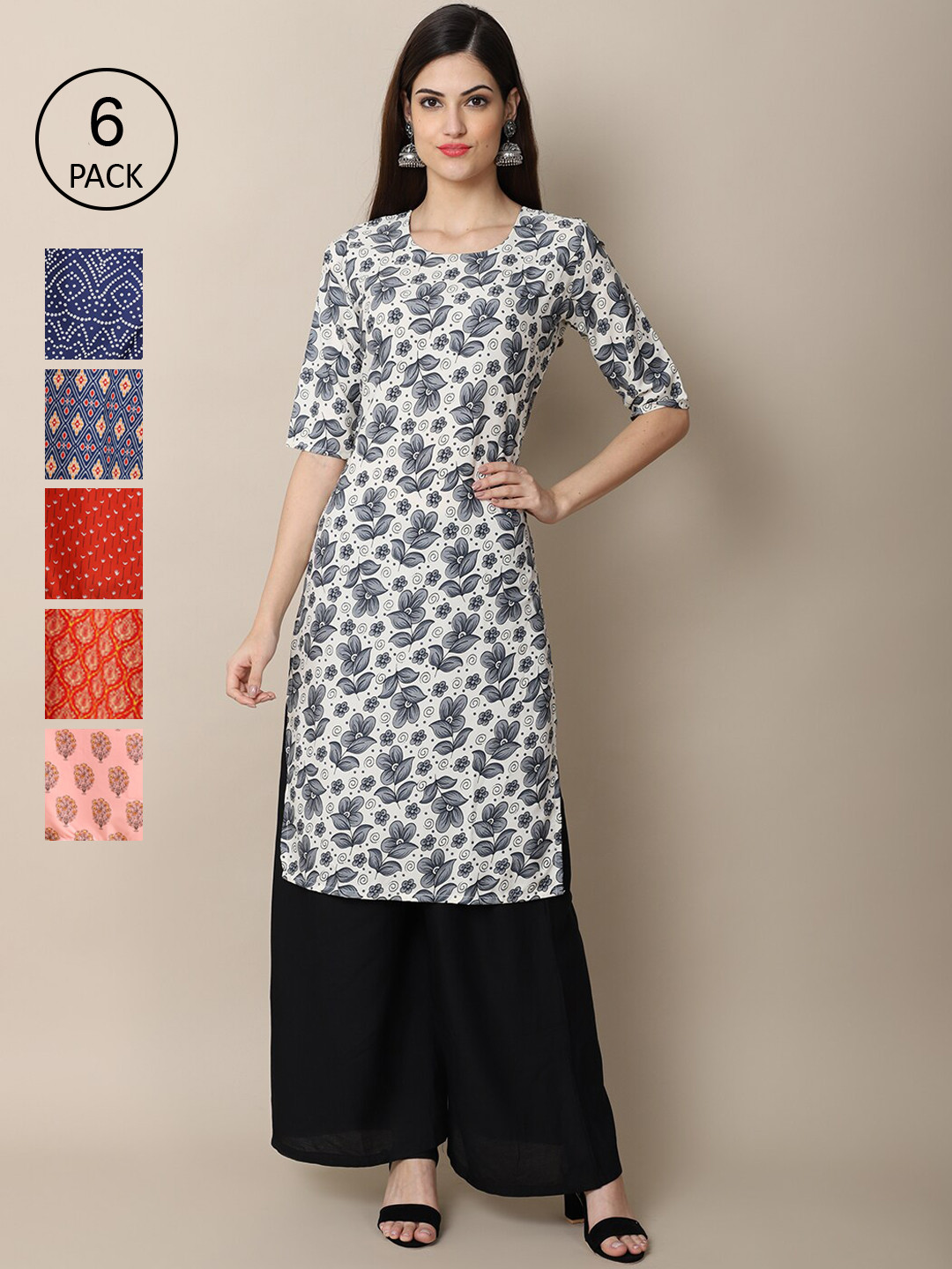 7Threads Women Pack Of 6 Multicoloured Ethnic Motifs Printed Crepe Kurta, Multi
7Threads Women Pack Of 6 Multicoloured Ethnic Motifs Printed Crepe Kurta, Multi