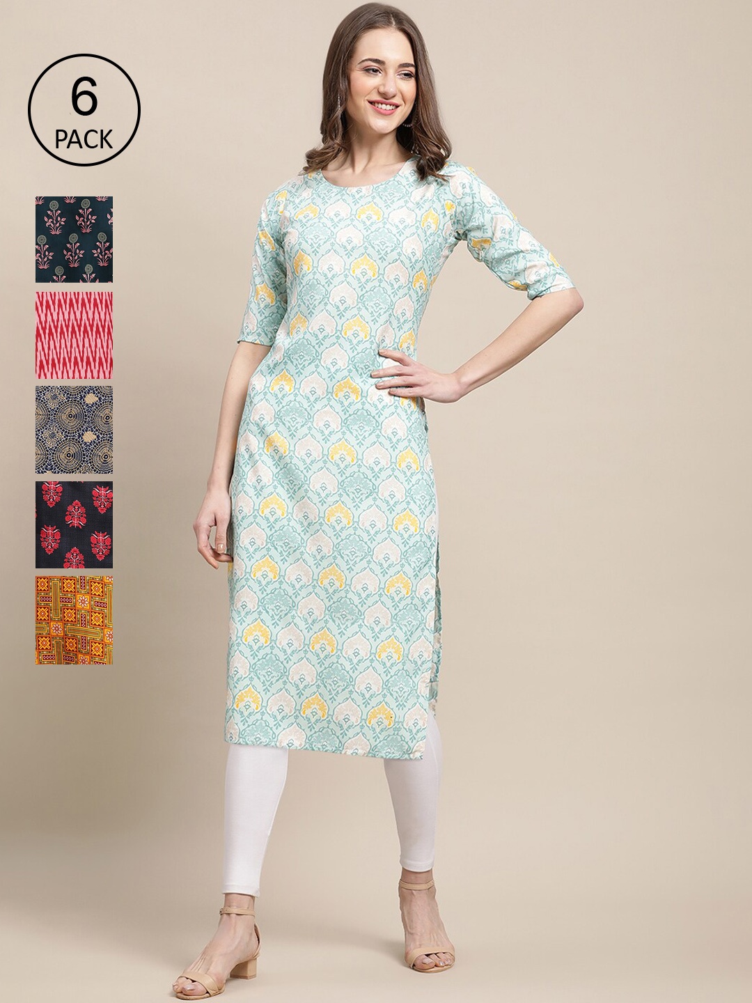 7Threads Women Pack Of 6 Ethnic Motifs Printed Thread Work Summer Sheers Crepe Kurta, Multi
7Threads Women Pack Of 6 Ethnic Motifs Printed Thread Work Summer Sheers Crepe Kurta, Multi
