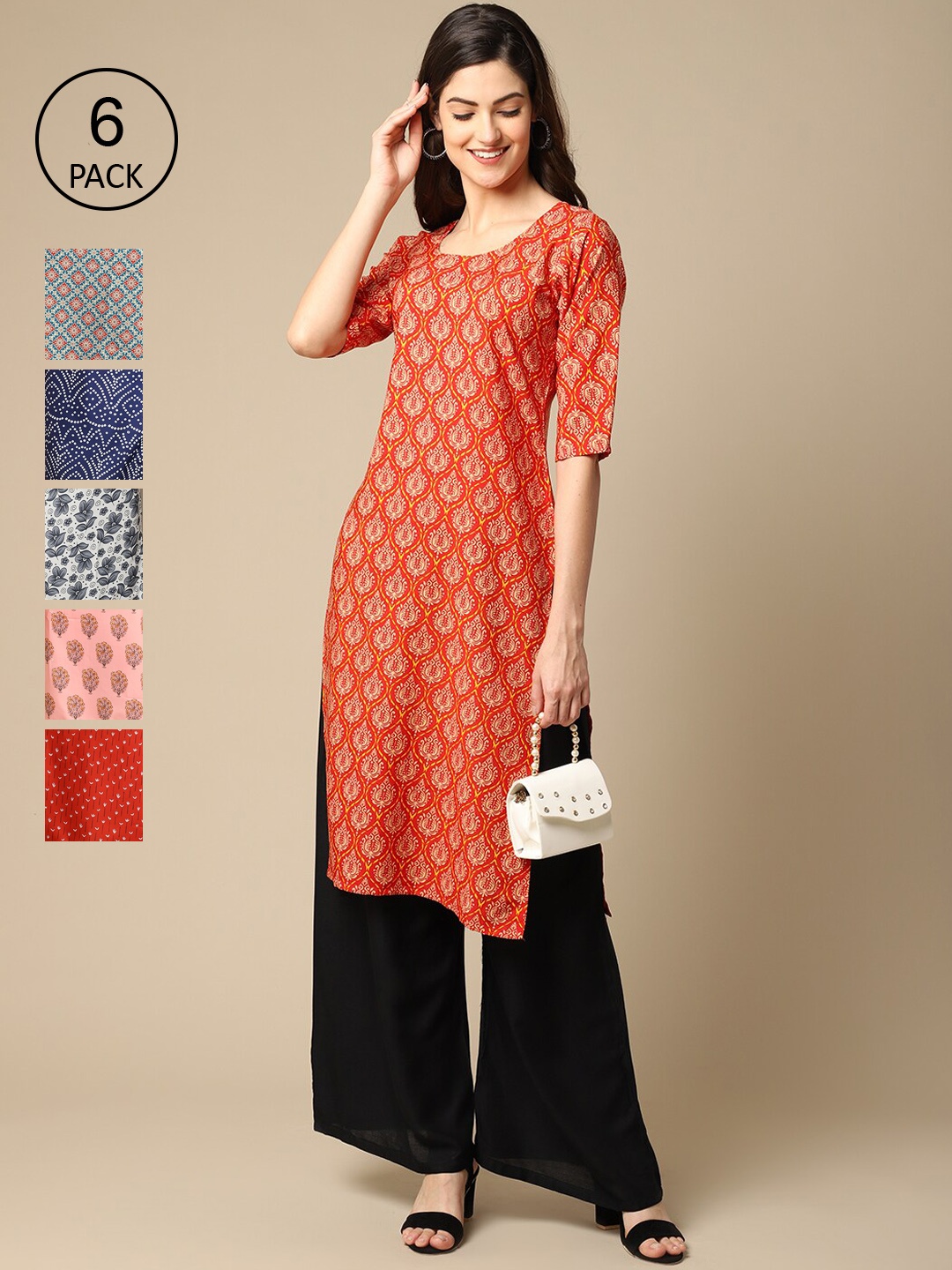 7Threads Women Pack Of 6 Ethnic Motifs Printed Thread Work Summer Sheers Crepe Kurta, Multi
7Threads Women Pack Of 6 Ethnic Motifs Printed Thread Work Summer Sheers Crepe Kurta, Multi