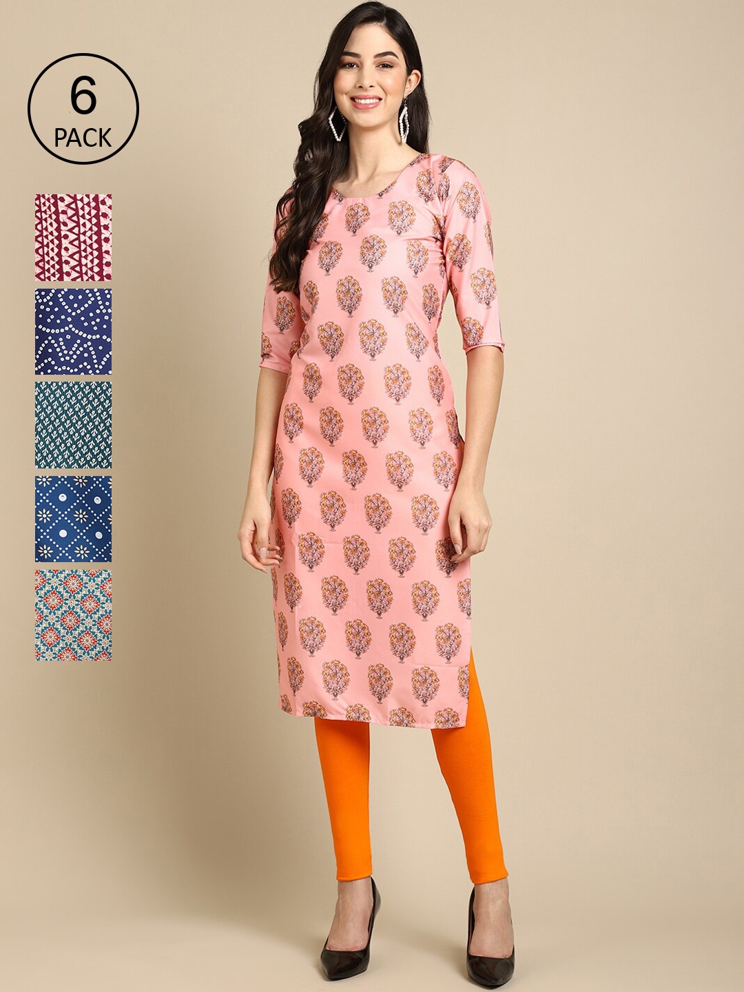 7Threads Women Pack Of 6 Multicoloured Geometric Printed Summer Sheers Crepe Kurta, Multi
7Threads Women Pack Of 6 Multicoloured Geometric Printed Summer Sheers Crepe Kurta, Multi