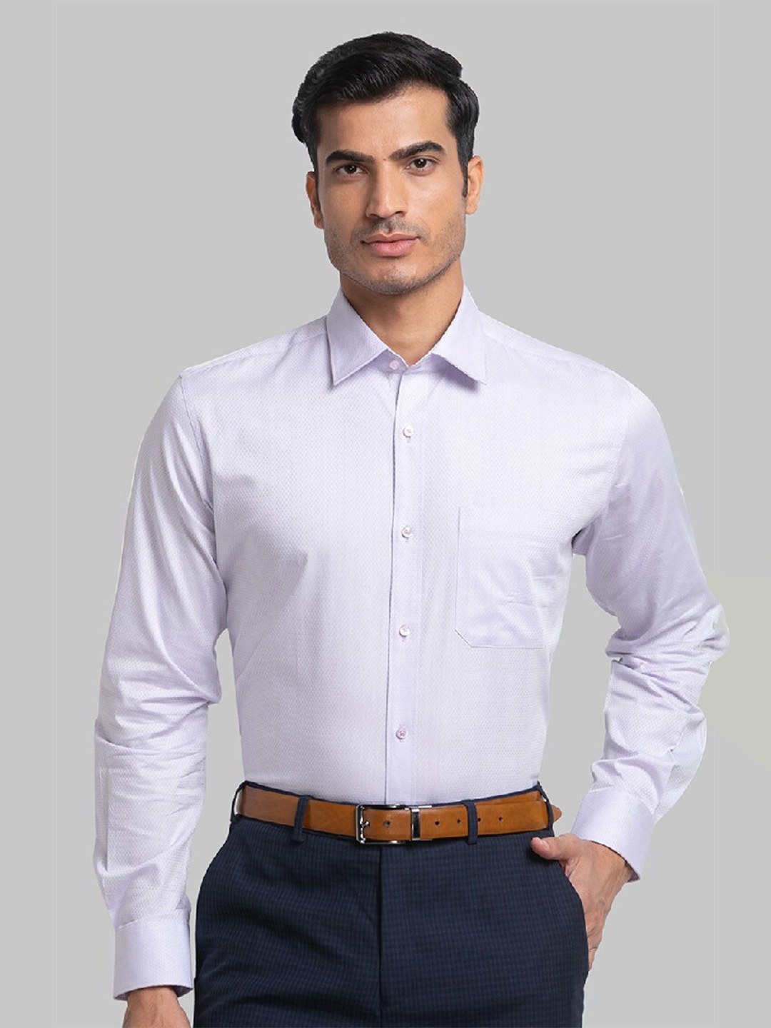 Raymond Men Purple Solid Formal Shirt
