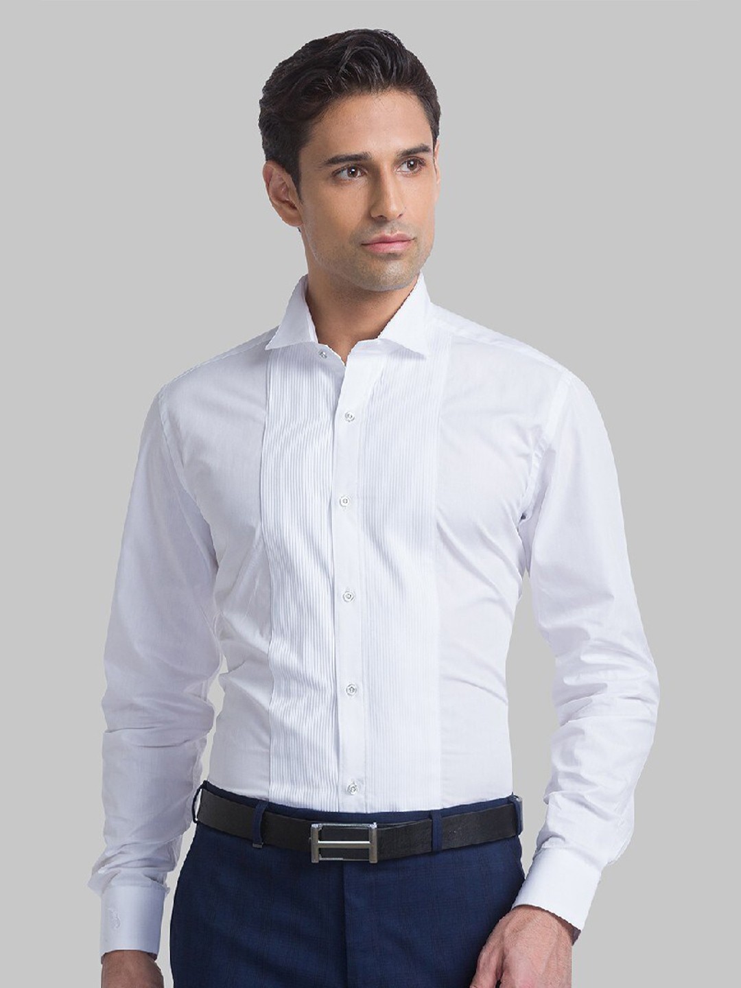 Raymond Men White Self Design Pure Cotton Formal Shirt