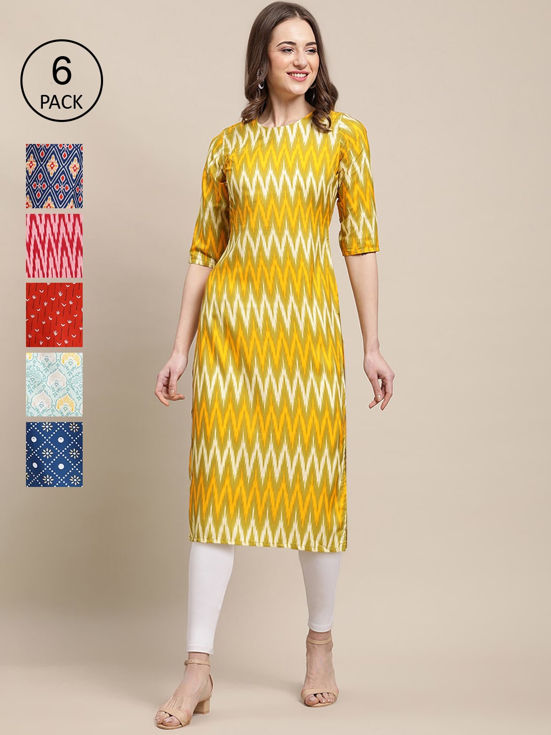 Ethnic basket Women Yellow & Blue Pack Of 6 Geometric Printed Block Print Crepe Kurta
Ethnic basket Women Yellow & Blue Pack Of 6 Geometric Printed Block Print Crepe Kurta