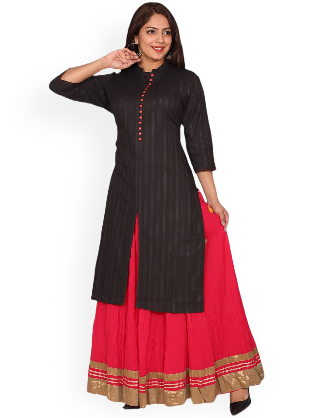 SUTI Women Black Cotton Kurta