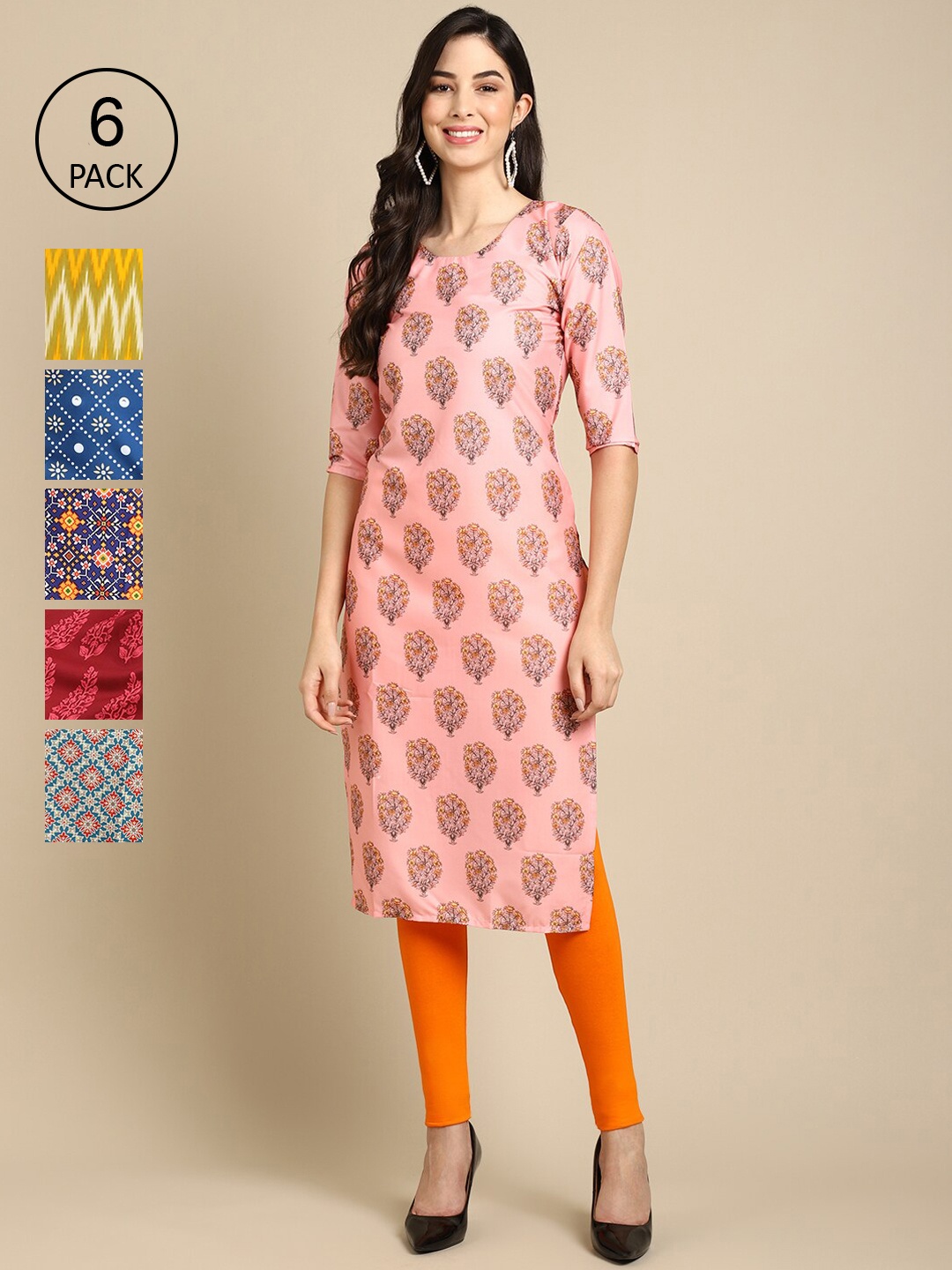 Ethnic basket Women Pack Of 6 Multicoloured Ethnic motifs Printed Crepe Kurta, Multi
Ethnic basket Women Pack Of 6 Multicoloured Ethnic motifs Printed Crepe Kurta, Multi