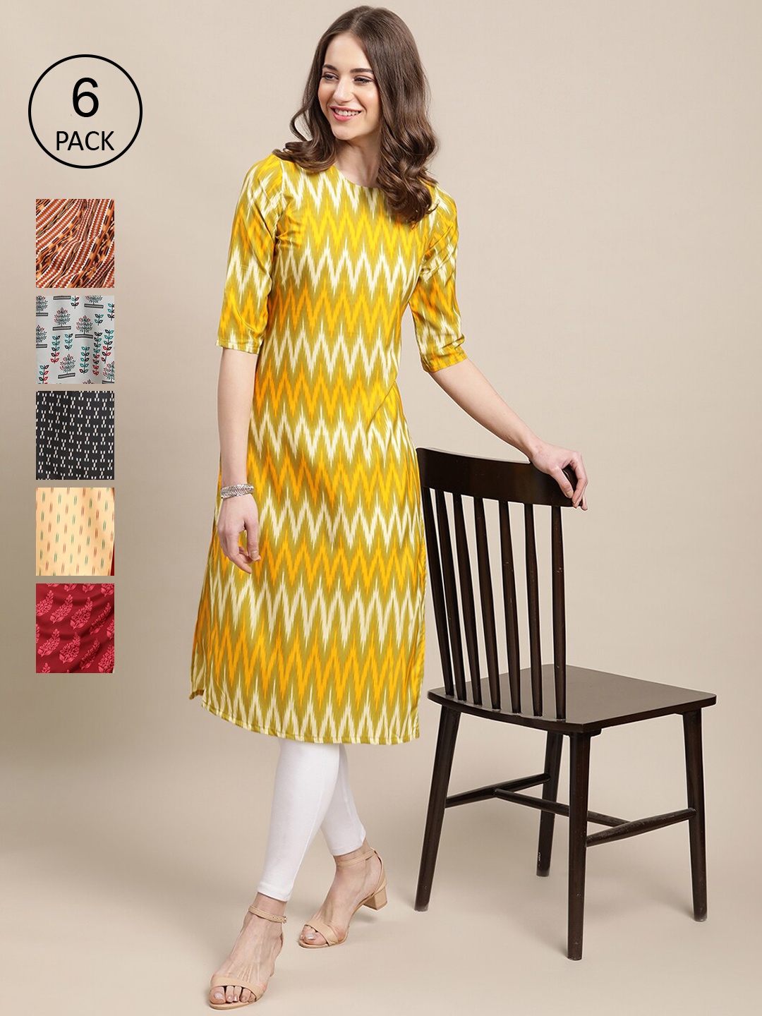 Ethnic basket Women Multicoloured Striped Keyhole Neck Summer Sheers Crepe Kurta, Multi
Ethnic basket Women Multicoloured Striped Keyhole Neck Summer Sheers Crepe Kurta, Multi