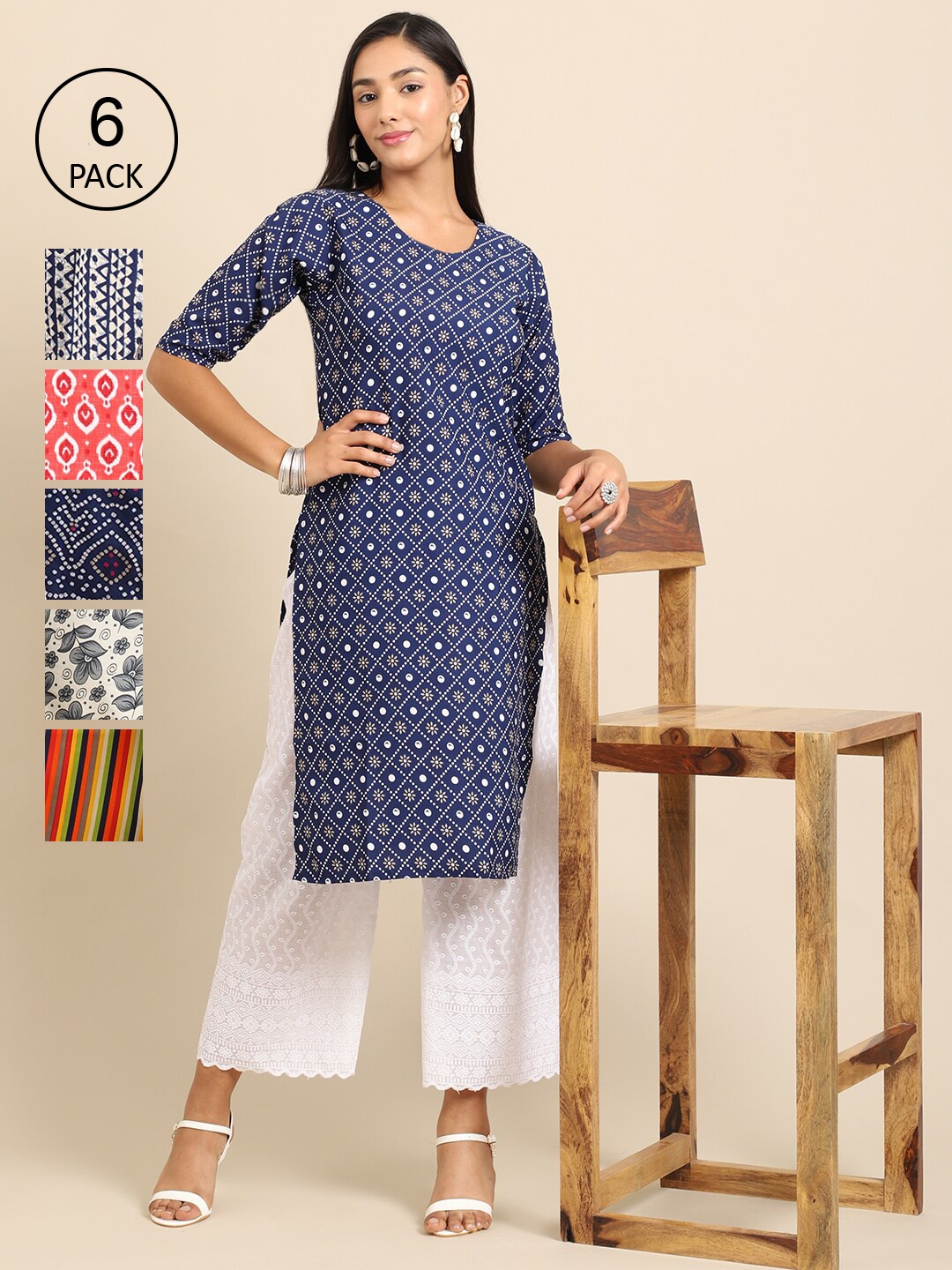 Ethnic basket Women Pack Of 6 Ethnic Motifs Printed Block Print Crepe Kurta, Blue
Ethnic basket Women Pack Of 6 Ethnic Motifs Printed Block Print Crepe Kurta, Blue