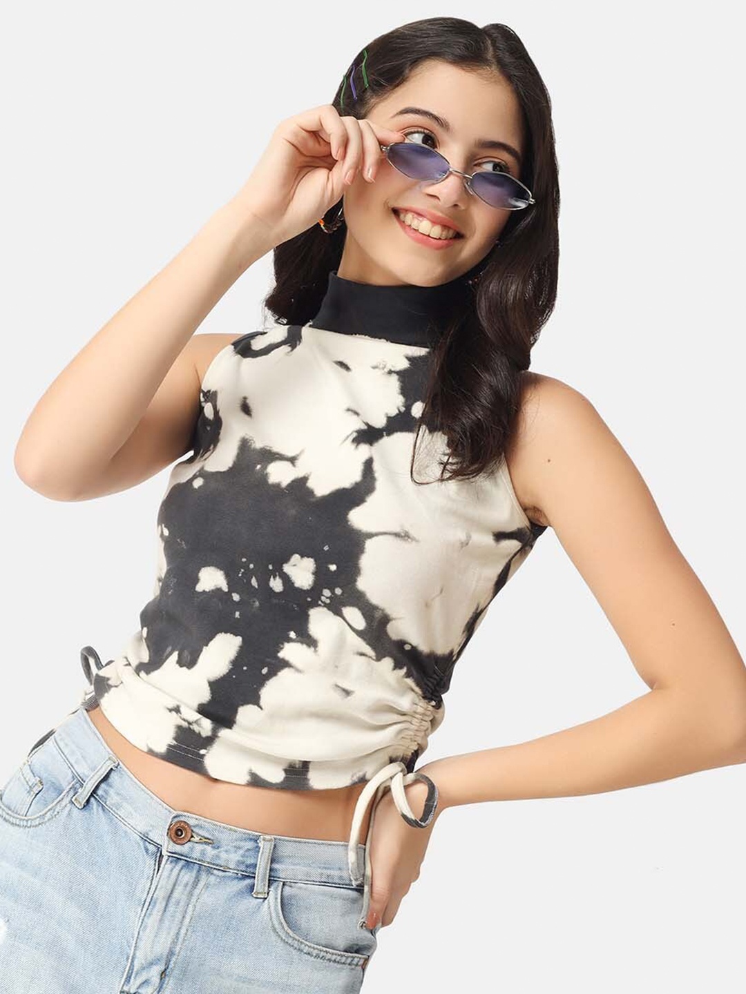 angloindu Women Crop Top, Beige