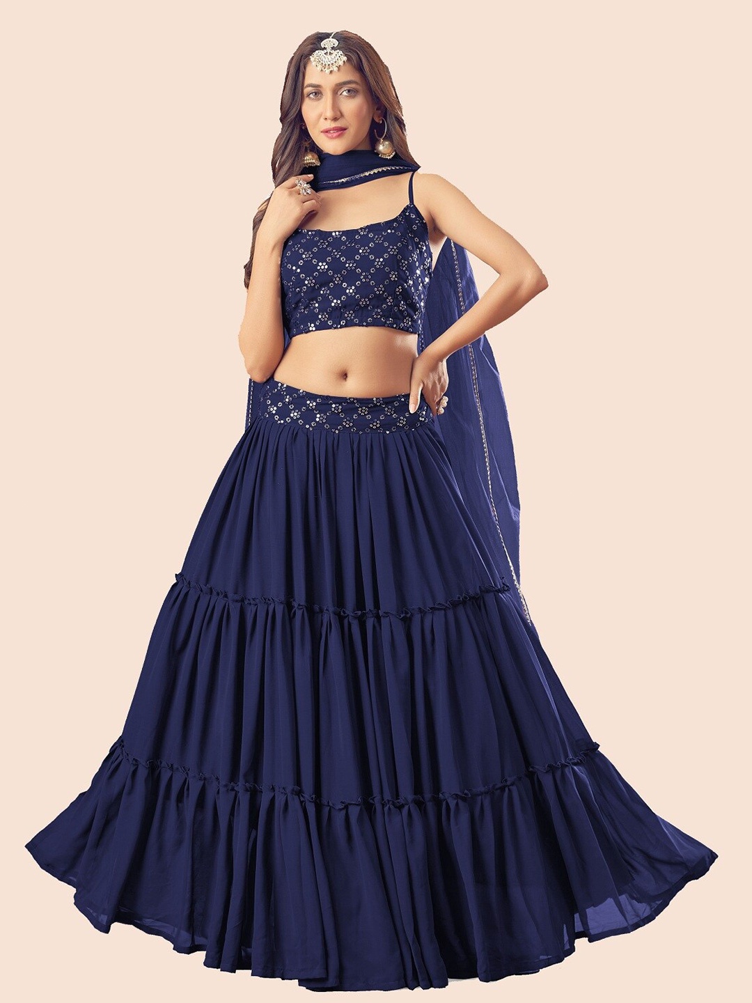 Fashion Basket Green & Silver-Toned Semi-Stitched Lehenga & Unstitched Blouse With Dupatta
Fashion Basket Green & Silver-Toned Semi-Stitched Lehenga & Unstitched Blouse With Dupatta