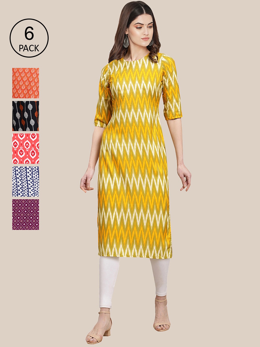 Ethnic basket Women Orange & Pink Pack Of 6 Geometric Printed Summer Sheers Crepe Kurta
Ethnic basket Women Orange & Pink Pack Of 6 Geometric Printed Summer Sheers Crepe Kurta