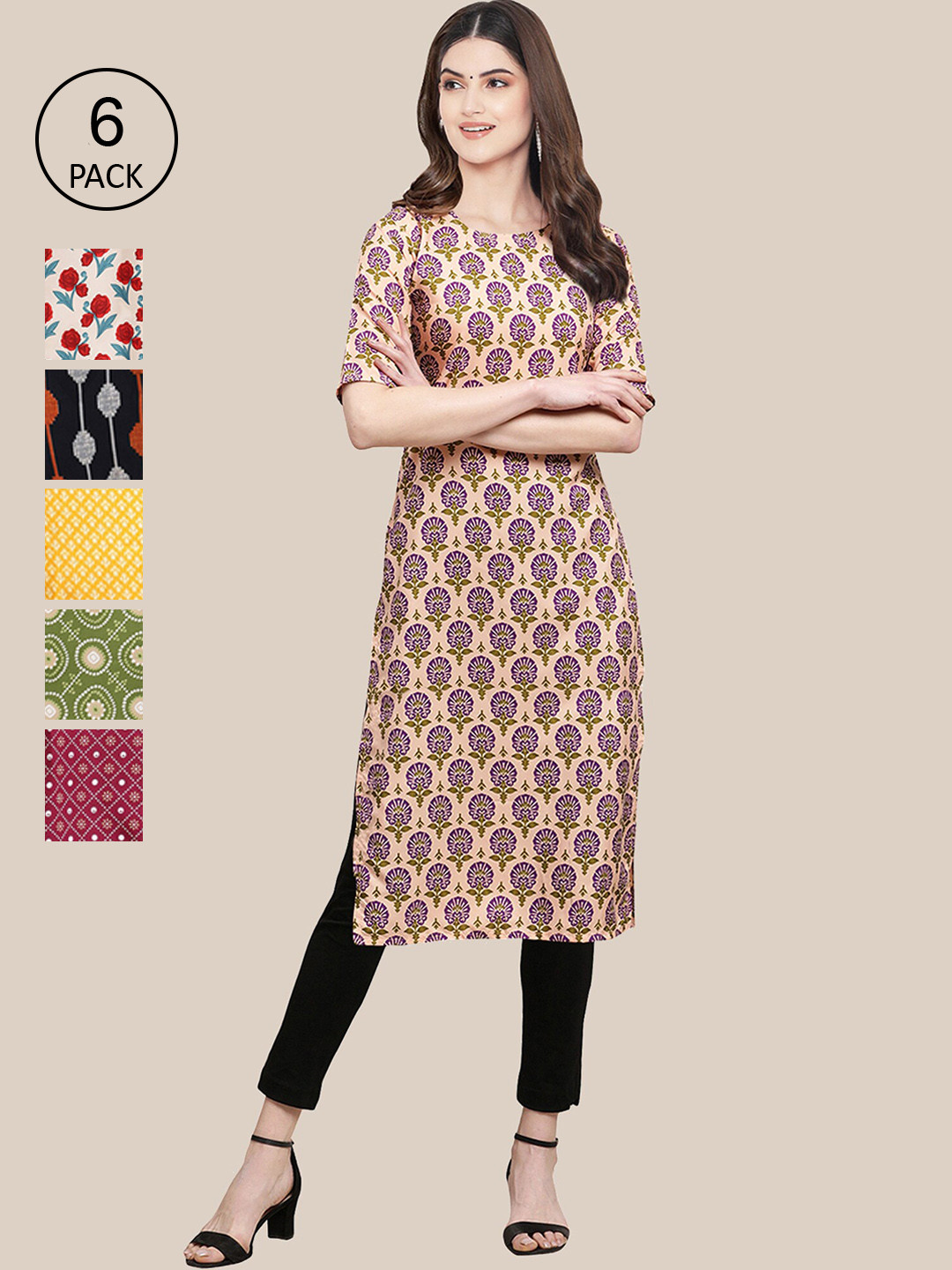 Ethnic basket Women Multicoloured Geometric Checked Summer Sheers Crepe Kurta, Multi
Ethnic basket Women Multicoloured Geometric Checked Summer Sheers Crepe Kurta, Multi