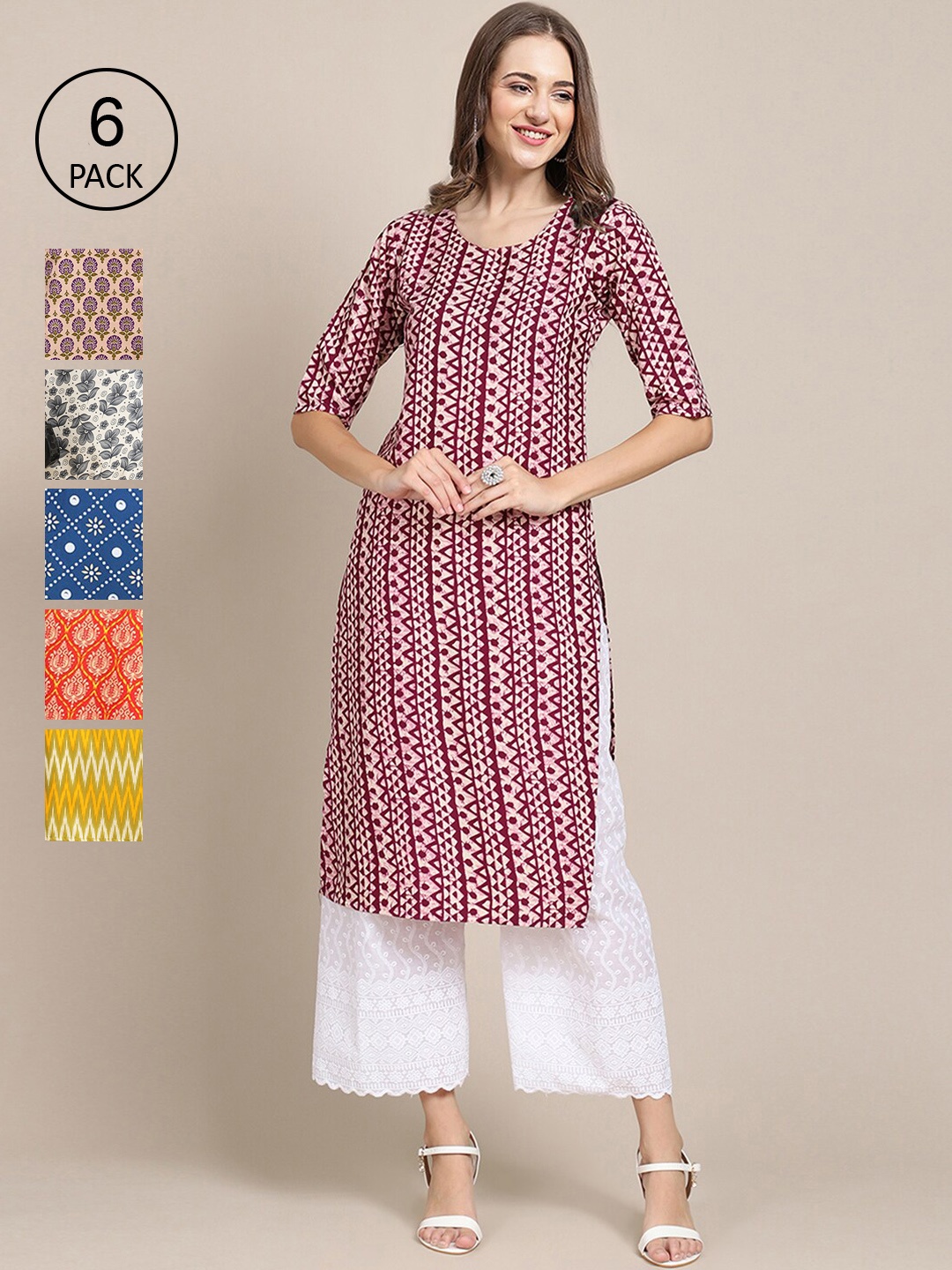 Ethnic basket Women Orange & Blue Pack Of 6 Floral Printed Summer Sheers Crepe Kurta
Ethnic basket Women Orange & Blue Pack Of 6 Floral Printed Summer Sheers Crepe Kurta