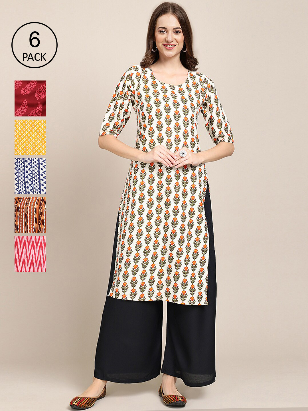 7Threads Women Multicoloured Geometric Printed Thread Work Summer Sheers Crepe Kurta, Multi
7Threads Women Multicoloured Geometric Printed Thread Work Summer Sheers Crepe Kurta, Multi