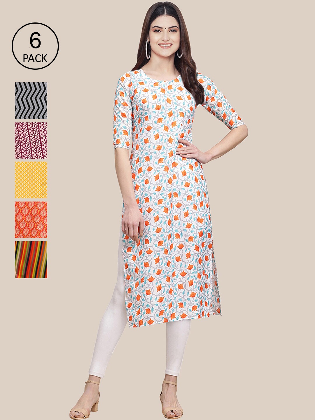 7Threads Women Pack Of 6 Geometric Printed Thread Work Summer Sheers Crepe Kurta, Multi
7Threads Women Pack Of 6 Geometric Printed Thread Work Summer Sheers Crepe Kurta, Multi