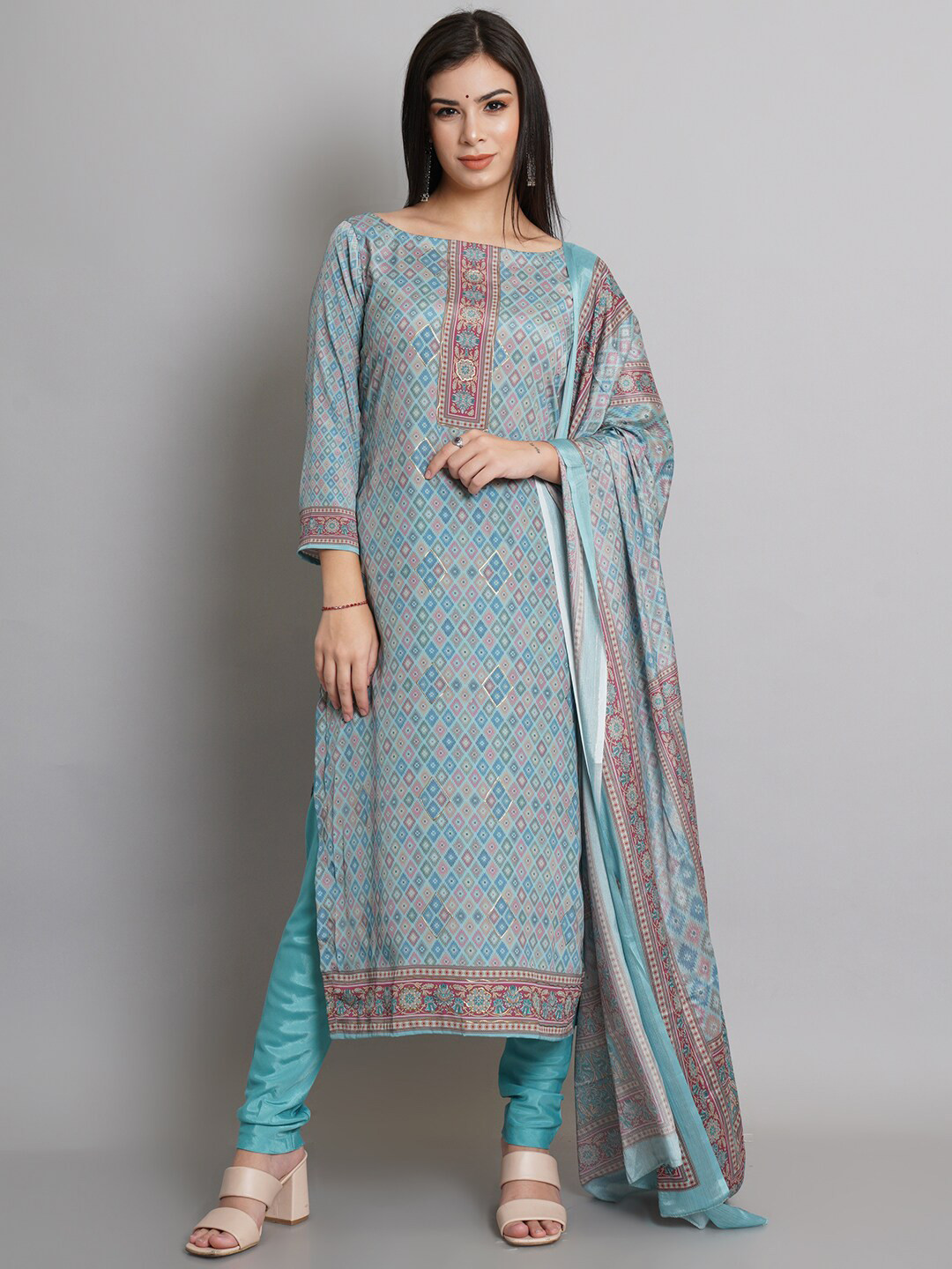 Stylee LIFESTYLE Teal & Pink Printed Silk Crepe Unstitched Dress Material 
Stylee LIFESTYLE Teal & Pink Printed Silk Crepe Unstitched Dress Material