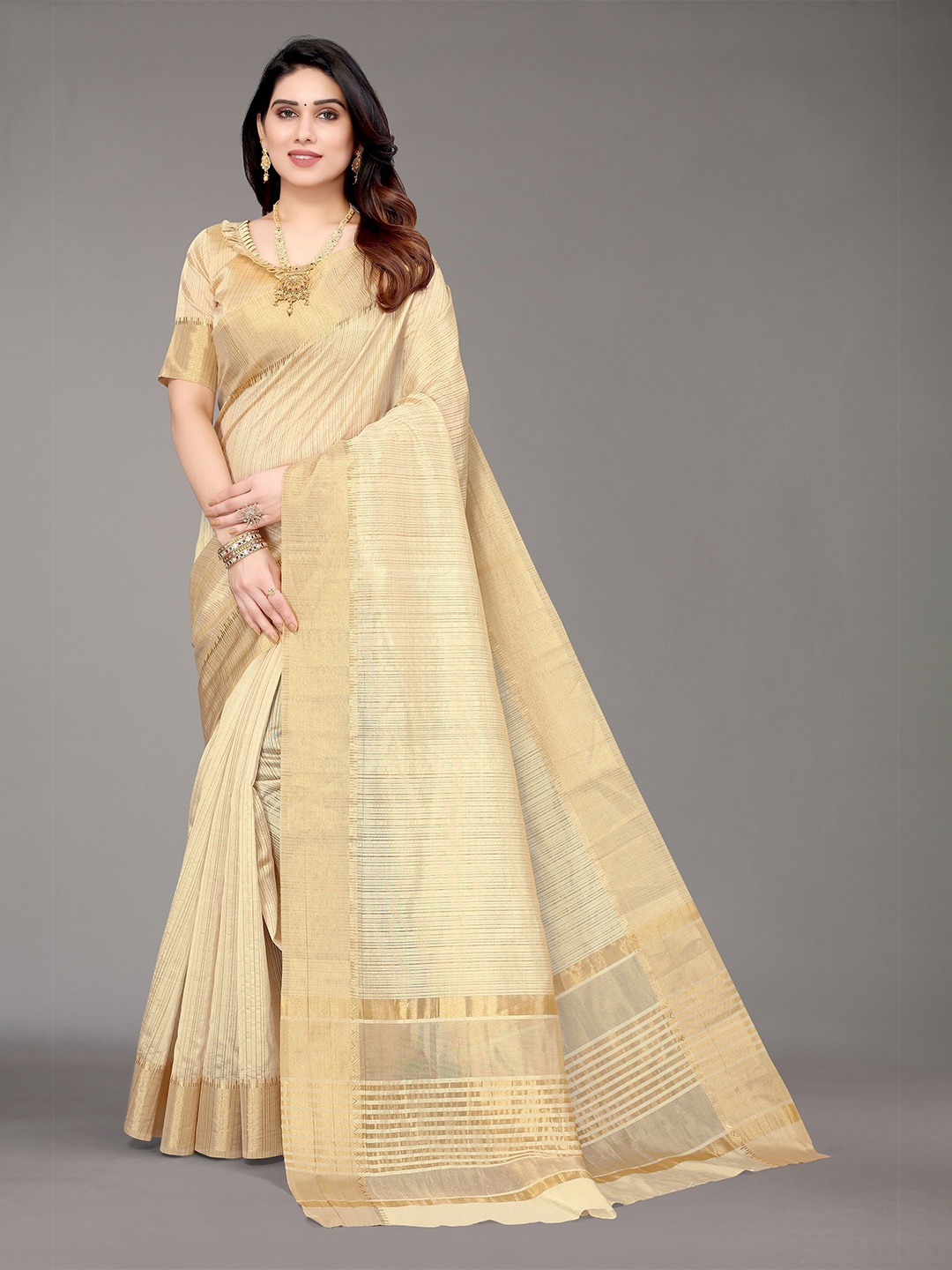 Winza Designer Cream-Coloured & Gold-Toned Woven Design Zari Silk Blend Banarasi Saree
Winza Designer Cream-Coloured & Gold-Toned Woven Design Zari Silk Blend Banarasi Saree