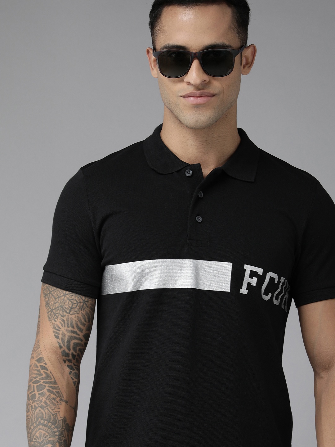 French Connection Men Black Brand Logo Printed Polo Collar Pure Cotton Slim Fit T-shirt
French Connection Men Black Brand Logo Printed Polo Collar Pure Cotton Slim Fit T-shirt