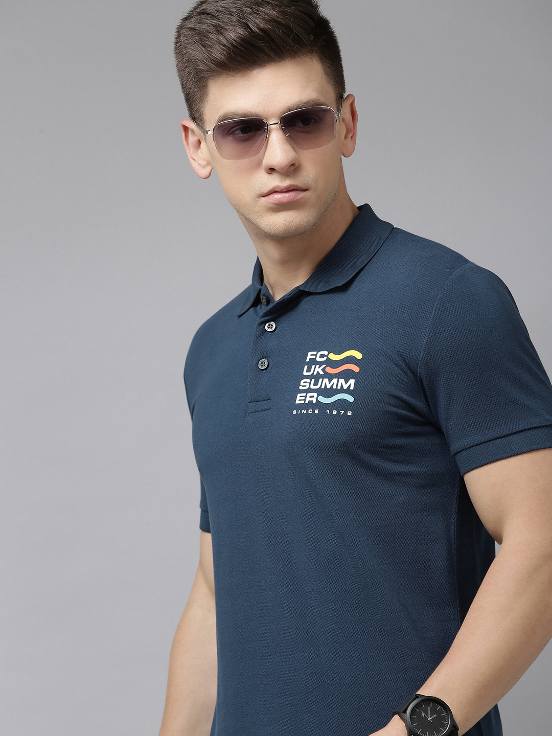 French Connection Men Blue Brand Logo Printed Polo Collar Pure Cotton Slim Fit T-shirt
French Connection Men Blue Brand Logo Printed Polo Collar Pure Cotton Slim Fit T-shirt
