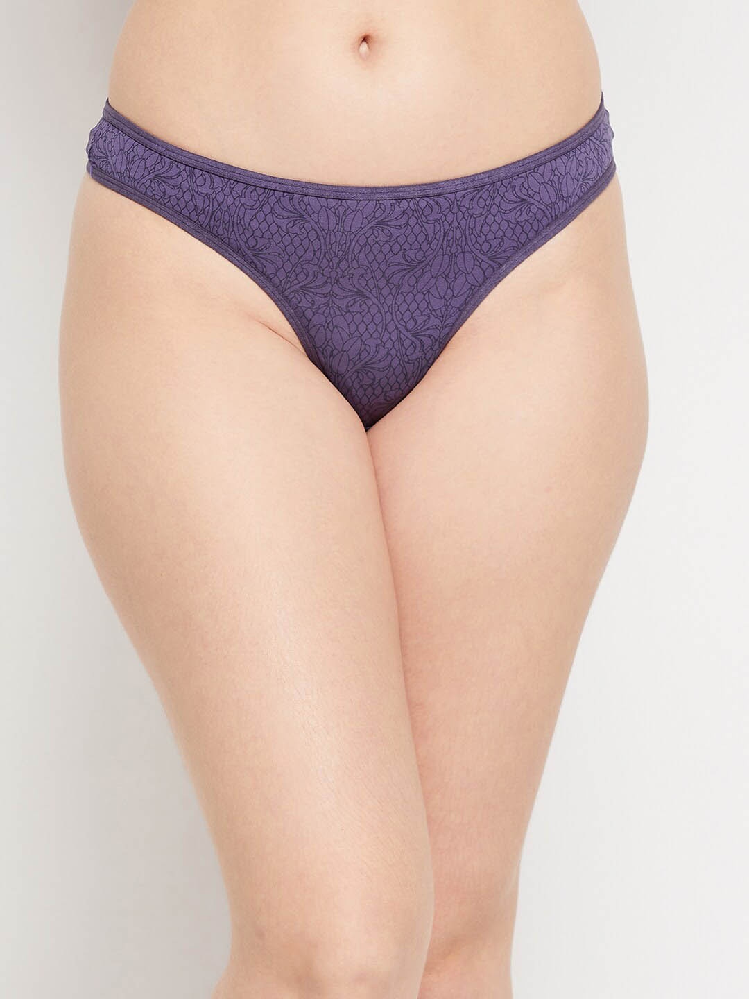 Clovia Women Purple Printed Thongs Briefs
