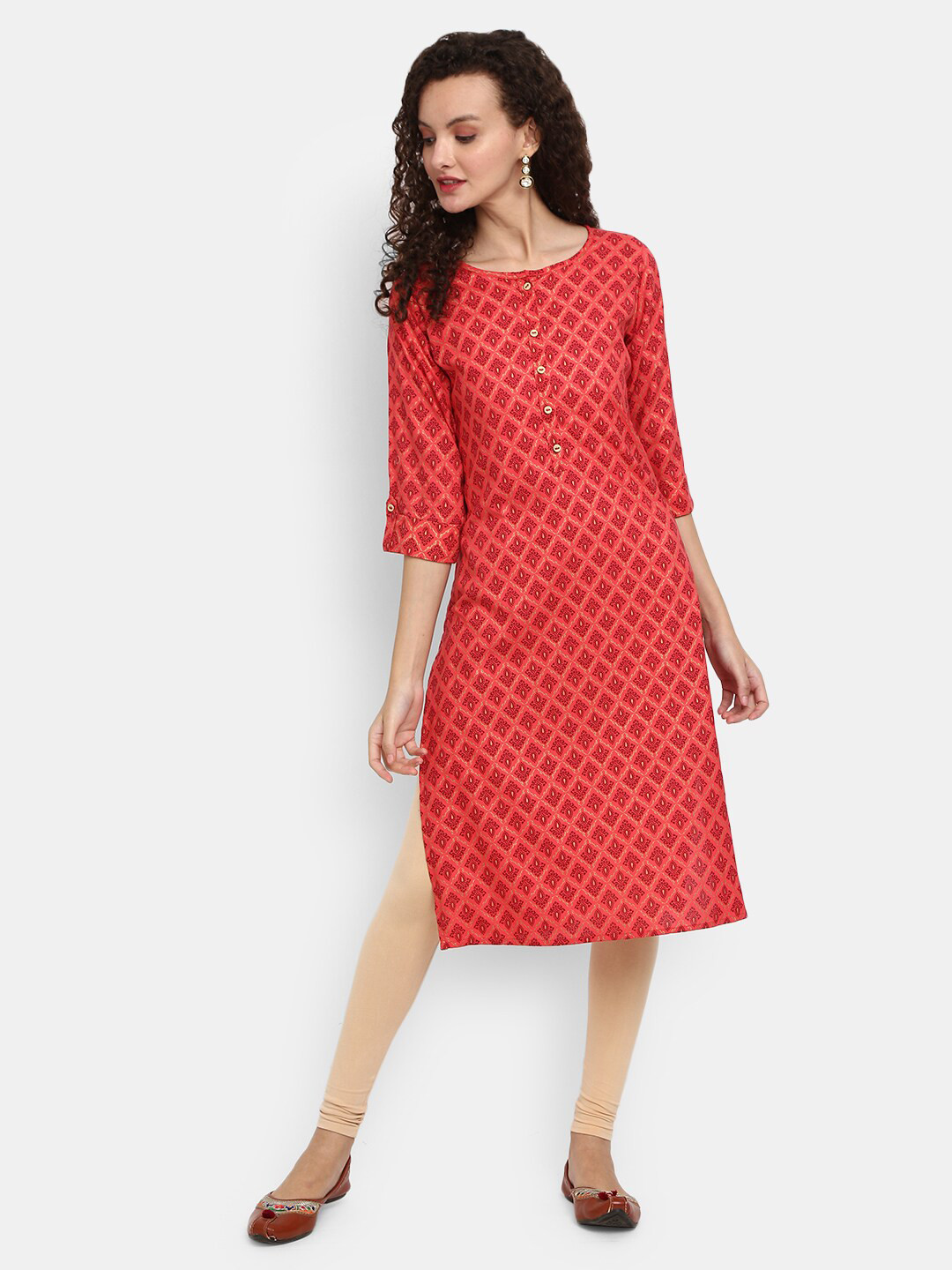 V-Mart Women Coral Ethnic Motifs Printed Viscose Rayon Round Neck Kurta
V-Mart Women Coral Ethnic Motifs Printed Viscose Rayon Round Neck Kurta