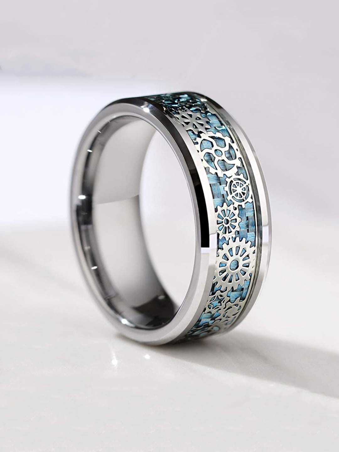 Yellow Chimes Men Rhodium-Plated & Blue Silver-Toned Stainless Steel Band Finger Ring
Yellow Chimes Men Rhodium-Plated & Blue Silver-Toned Stainless Steel Band Finger Ring