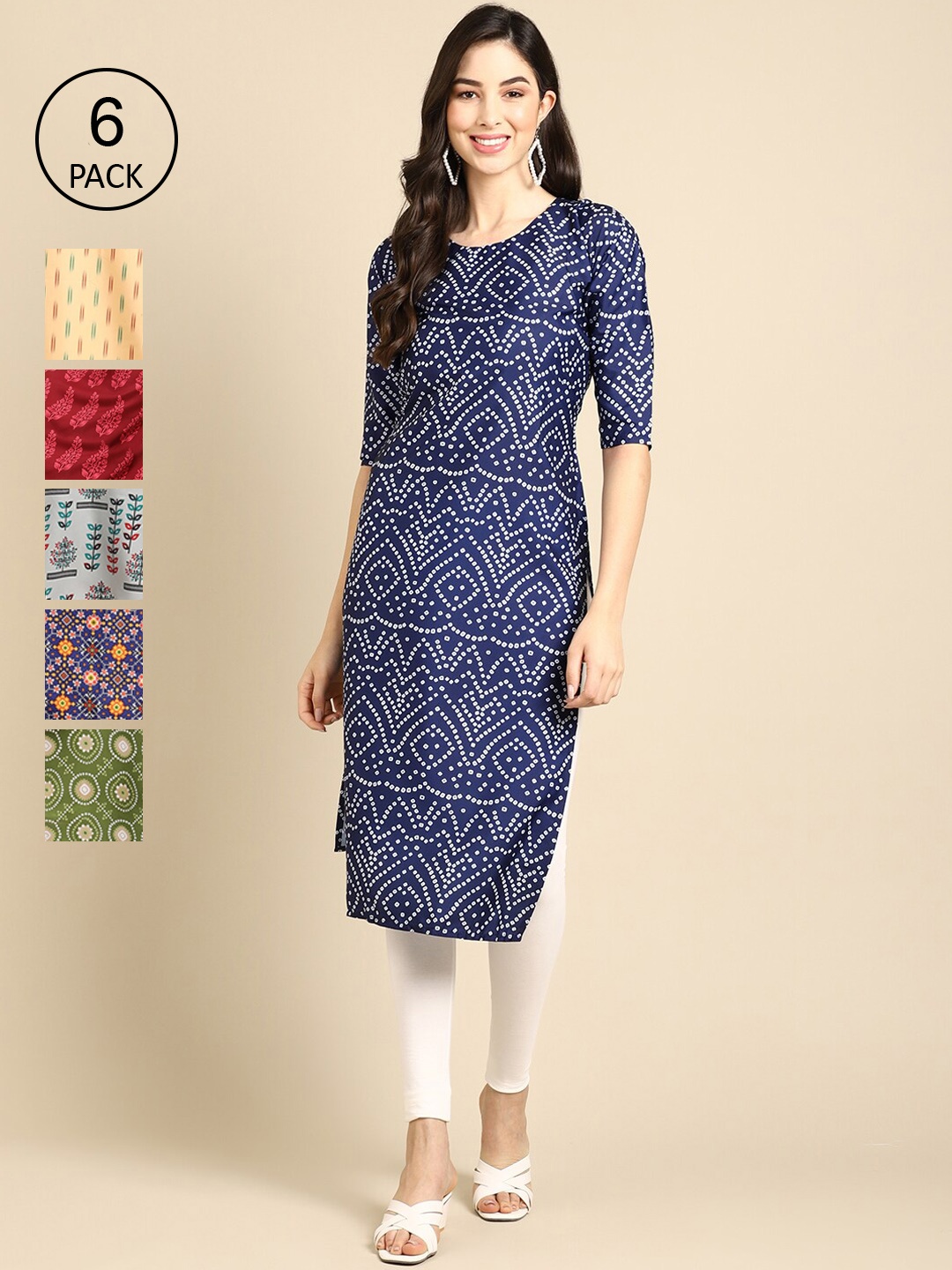 7Threads Pack of 6 Women Multicoloured & Yellow Ethnic Motifs Printed Crepe Kurta, Multi
7Threads Pack of 6 Women Multicoloured & Yellow Ethnic Motifs Printed Crepe Kurta, Multi