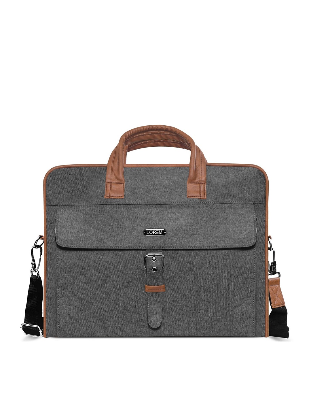 LOREM Men Grey Textured Messenger Bag