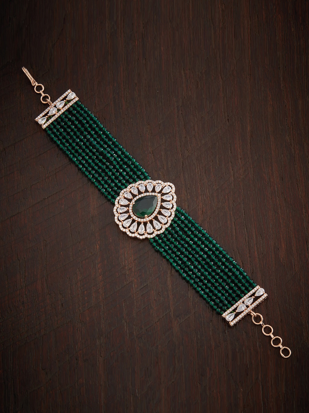 Kushal's Fashion Jewellery Women Green & Gold-Toned Cubic Zirconia Wraparound Bracelet
Kushal's Fashion Jewellery Women Green & Gold-Toned Cubic Zirconia Wraparound Bracelet
