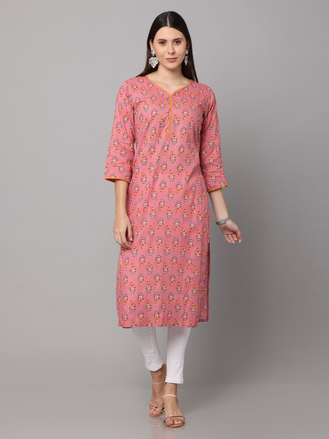NAYRA Women Pink Ethnic Motifs Printed Floral Cotton Kurta 
NAYRA Women Pink Ethnic Motifs Printed Floral Cotton Kurta