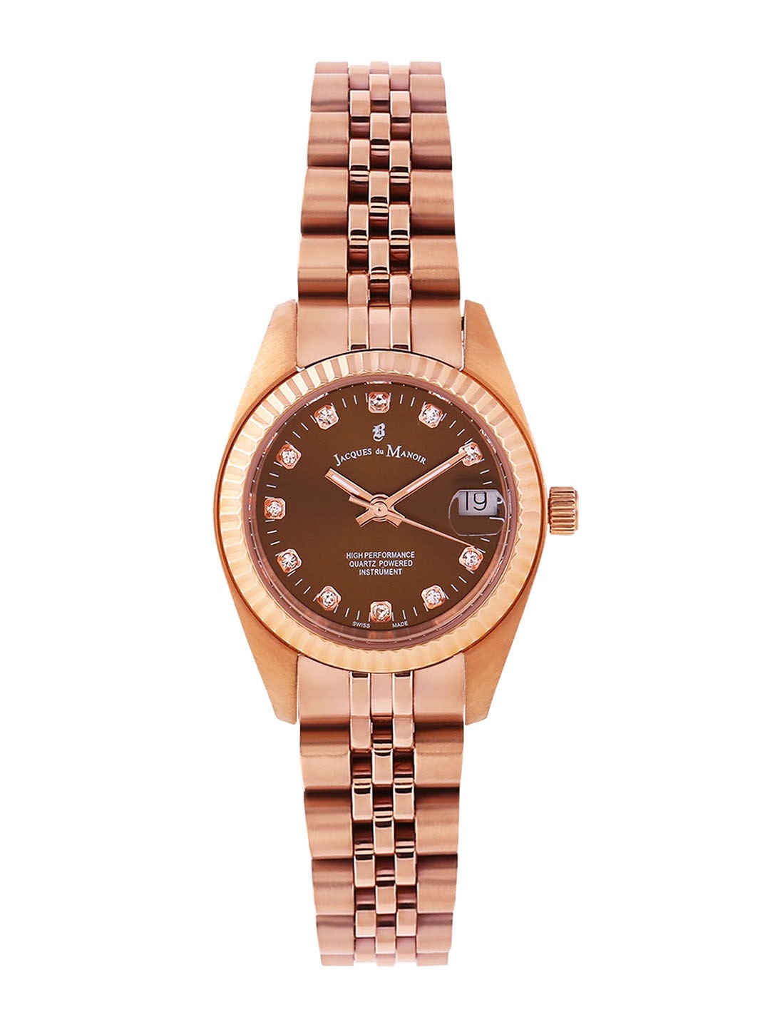 JACQUES du MANOIR Women Brown Brass Embellished Dial & Rose Gold Toned Stainless Steel Analogue Watch NRO.18-Brown
JACQUES du MANOIR Women Brown Brass Embellished Dial & Rose Gold Toned Stainless Steel Analogue Watch NRO.18-Brown