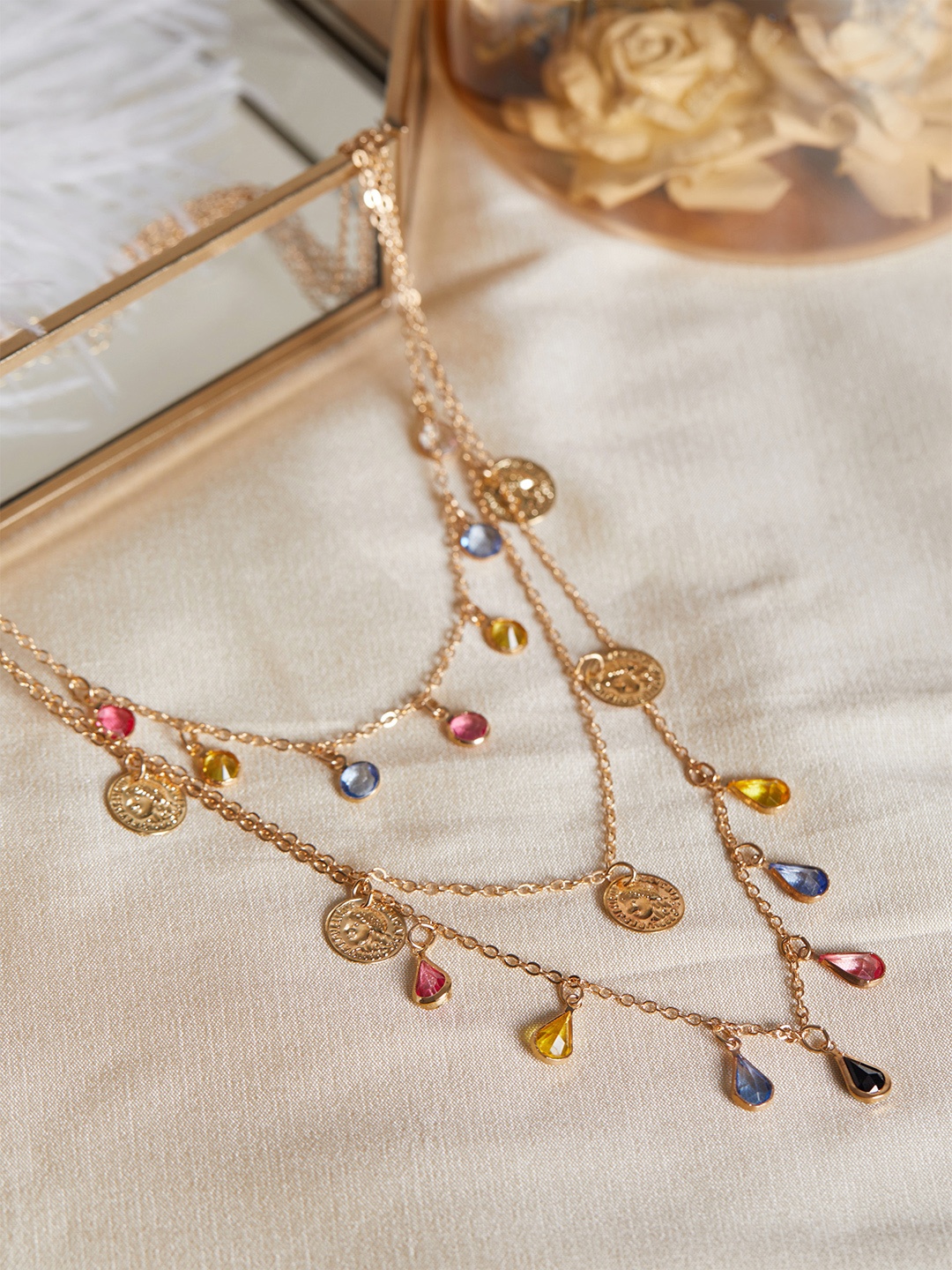 TOKYO TALKIES X rubans FASHION ACCESSORIES Gold-Plated Stone Studded Layered Necklace
TOKYO TALKIES X rubans FASHION ACCESSORIES Gold-Plated Stone Studded Layered Necklace