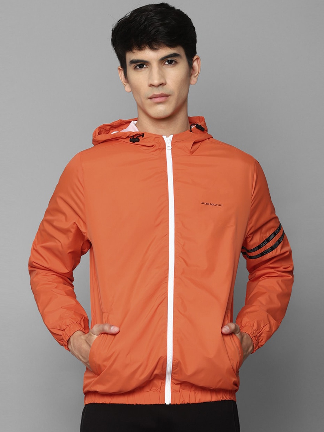 Allen Solly Men Orange Bomber Jacket