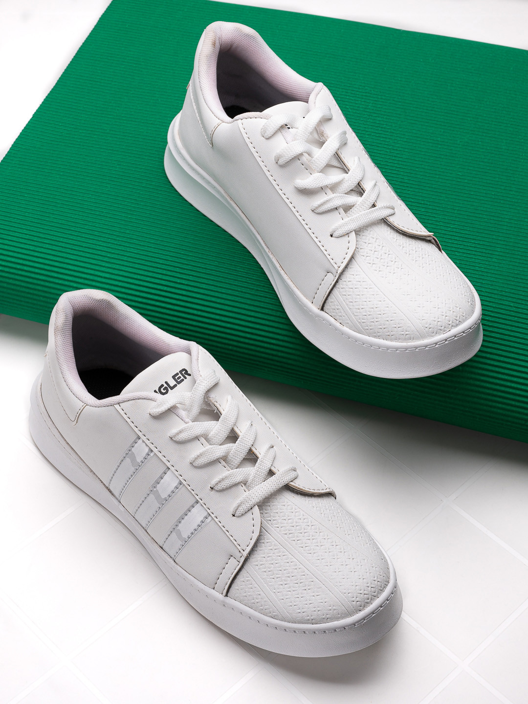 MENGLER Men White Woven Design Sneakers
MENGLER Men White Woven Design Sneakers