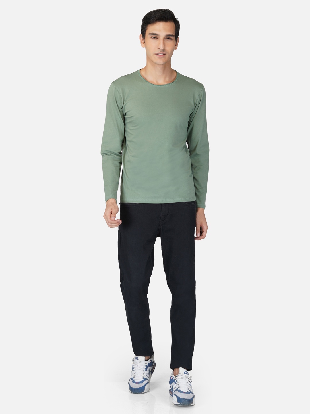 Tinted Men Green Slim Fit T-shirt