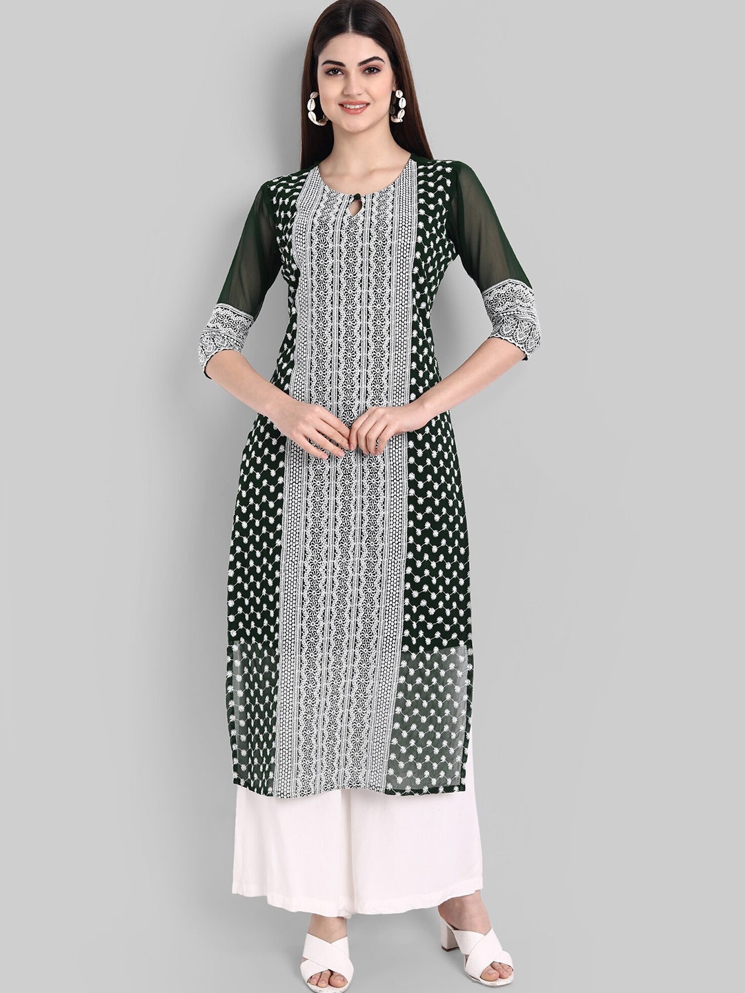 KALINI Women Green Ethnic Motifs Embroidered Keyhole Neck Thread Work Floral Georgette Kurta
KALINI Women Green Ethnic Motifs Embroidered Keyhole Neck Thread Work Floral Georgette Kurta