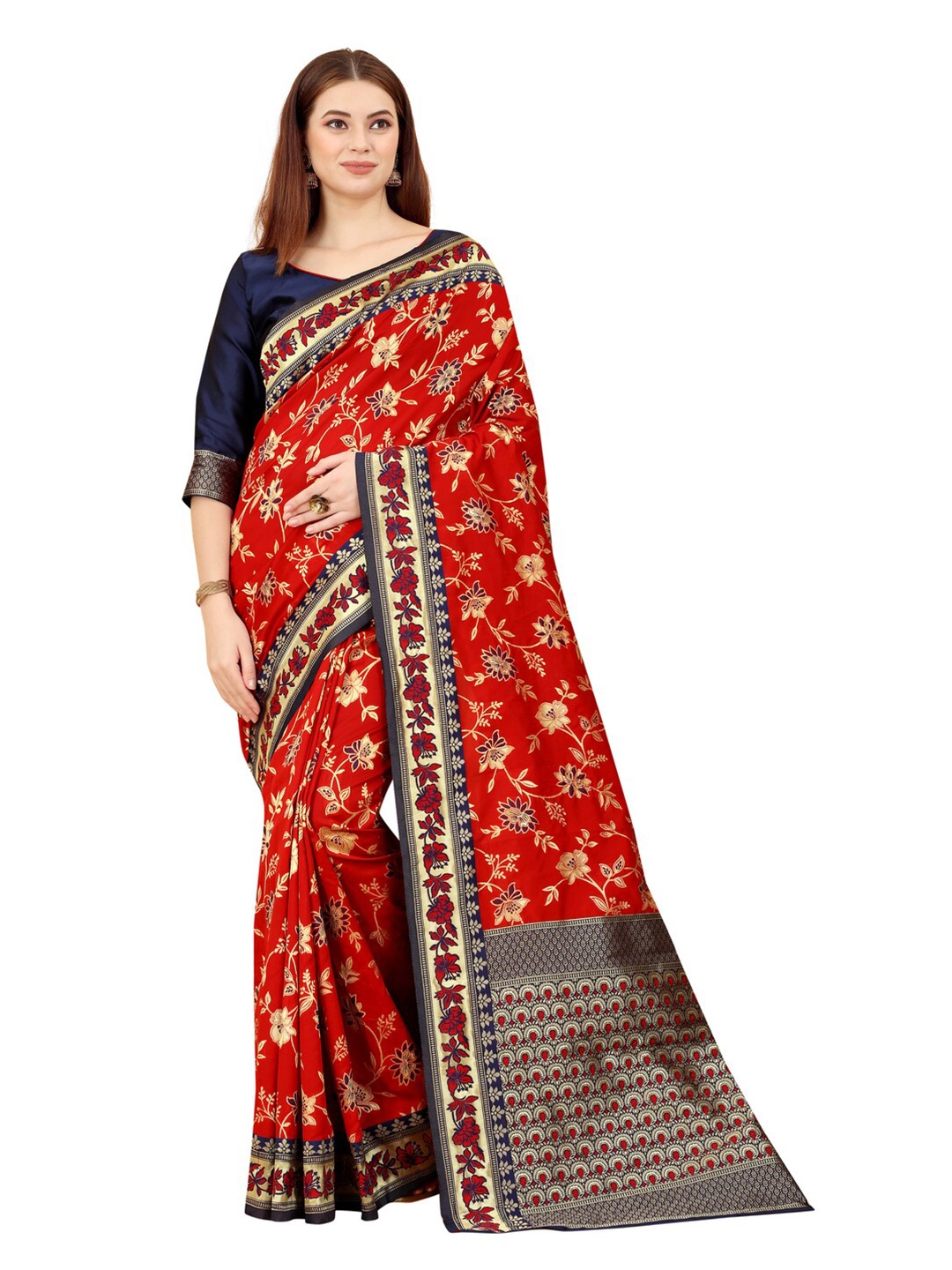 MOKSHA DESIGNS WomenRed & Gold-Toned Woven Design Zari Pure Silk Banarasi Saree, Red
MOKSHA DESIGNS WomenRed & Gold-Toned Woven Design Zari Pure Silk Banarasi Saree, Red