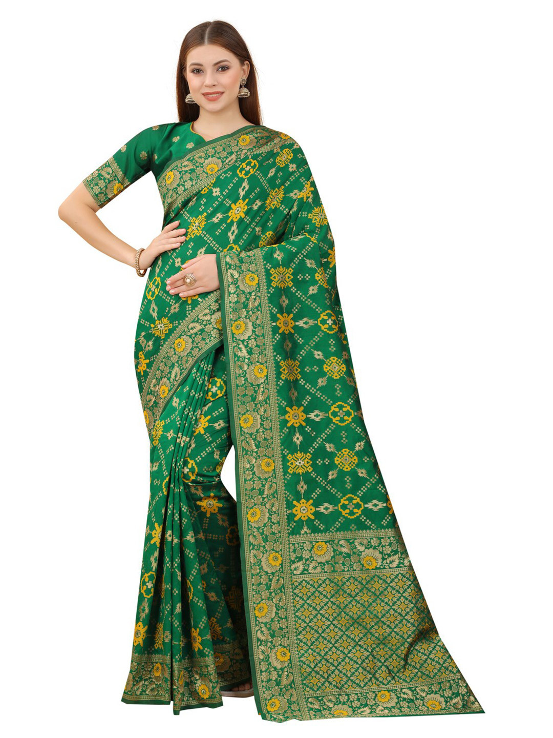 MOKSHA DESIGNS Green & Yellow Ethnic Motifs Zari Pure Silk Banarasi Saree
MOKSHA DESIGNS Green & Yellow Ethnic Motifs Zari Pure Silk Banarasi Saree