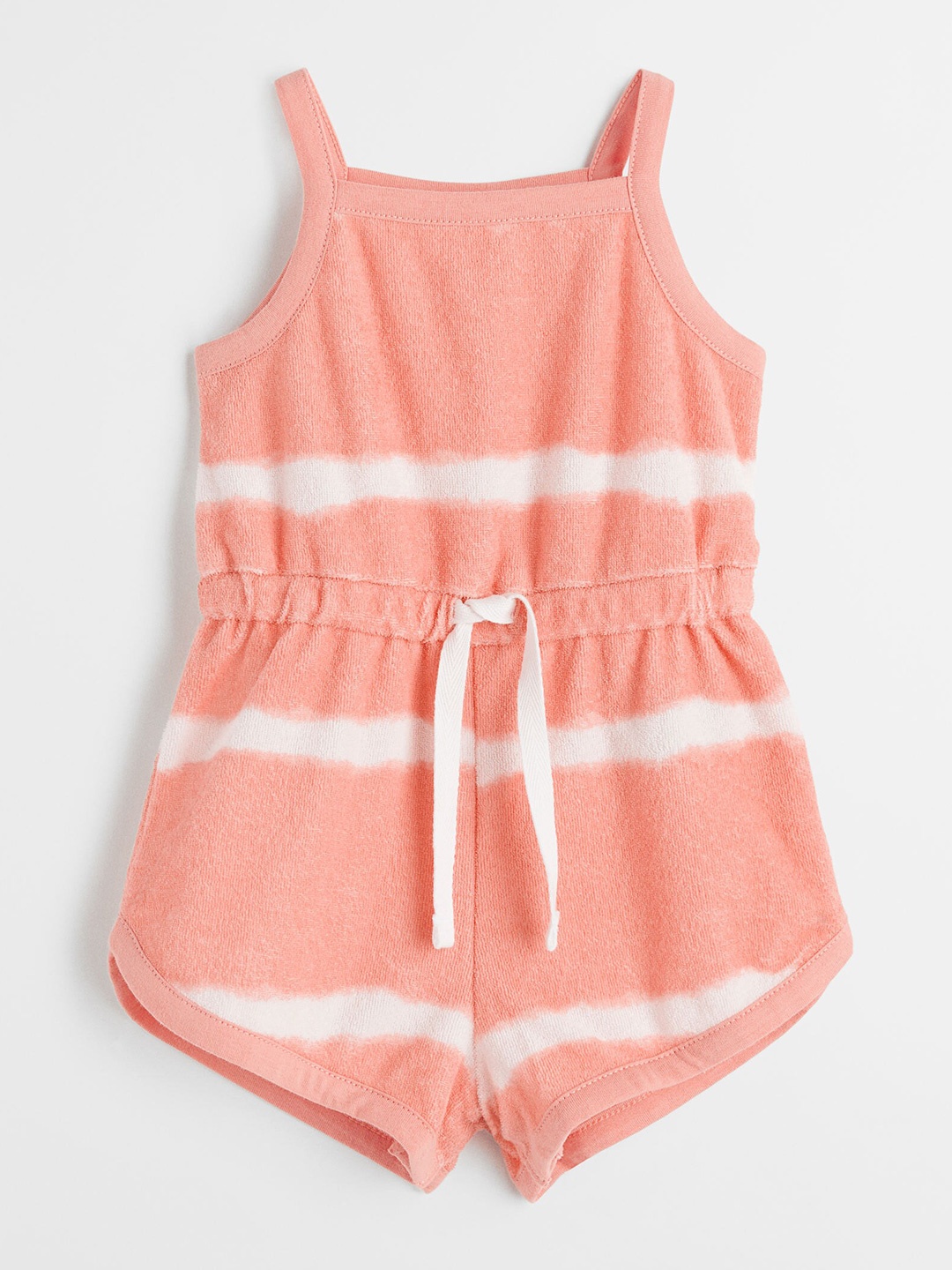 H&M Girls Peach & White Sleeveless Terry Playsuit
