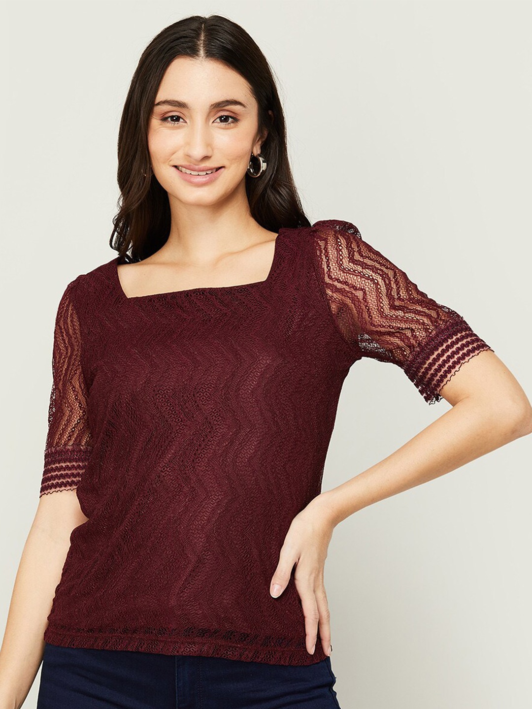 CODE by Lifestyle Burgundy Lace Top