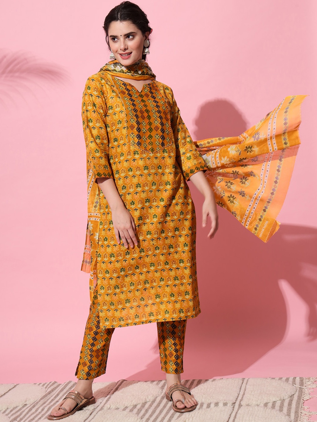 Sitaram Designer Women Mustard Yellow Embroidered Regular Pure Cotton Kurta with Trousers & With Dupatta
Sitaram Designer Women Mustard Yellow Embroidered Regular Pure Cotton Kurta with Trousers & With Dupatta