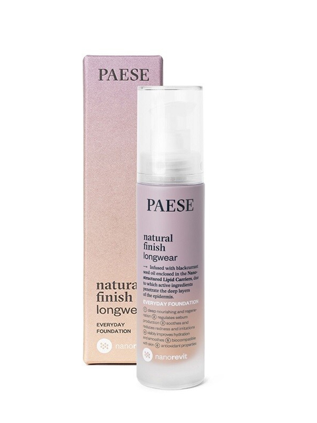 Paese Cosmetics Nanorevit Natural Finish Longwear Everyday Foundation 35ml - Ivory 01, Beige
Paese Cosmetics Nanorevit Natural Finish Longwear Everyday Foundation 35ml - Ivory 01, Beige
