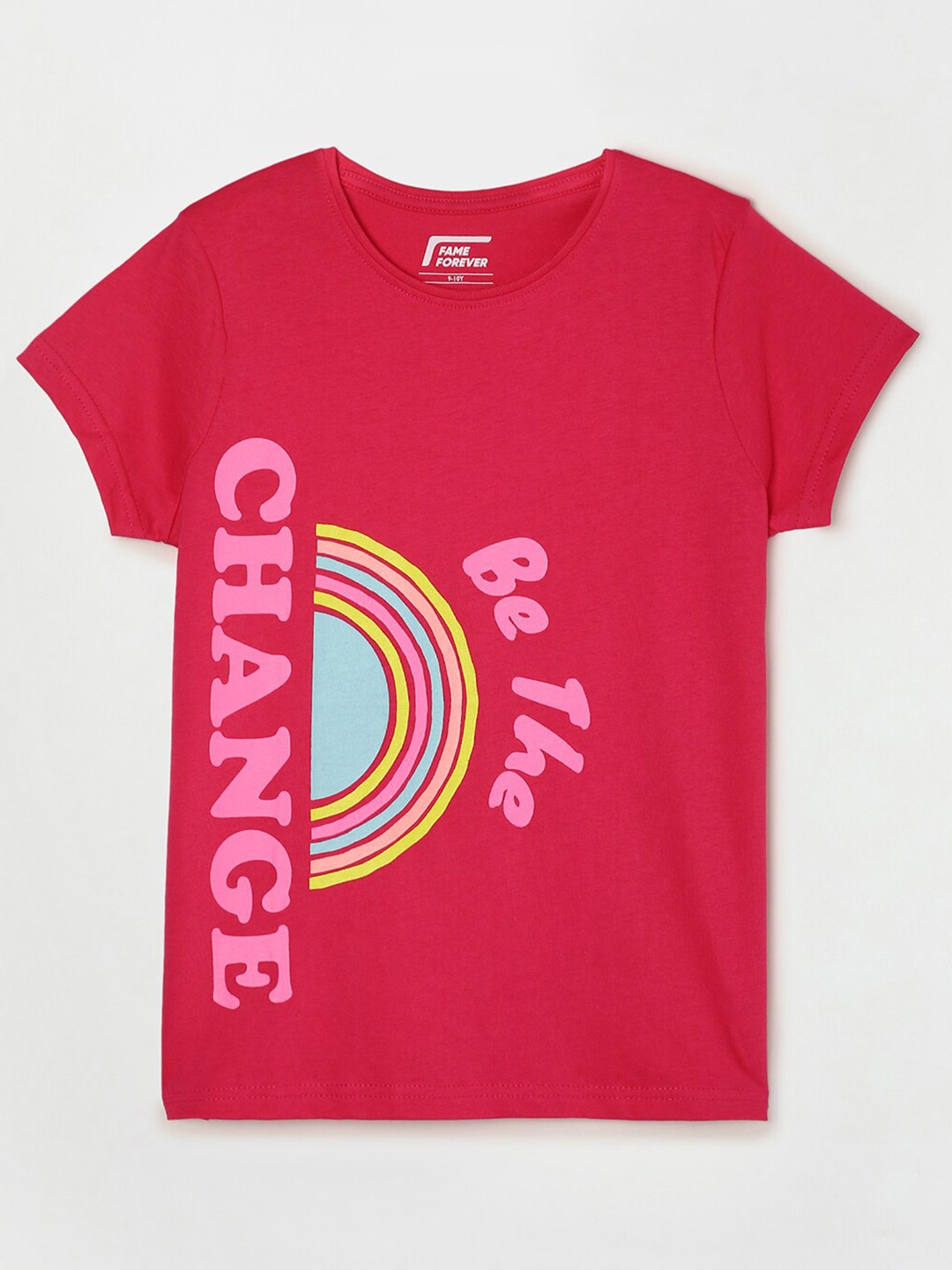 Fame Forever by Lifestyle Girls Pink Typography Printed T-shirt