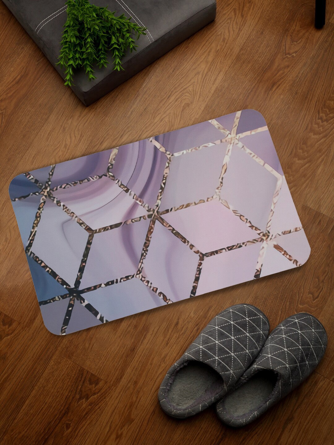 SOKNACK Purple Printed Anti-Skid Doormat