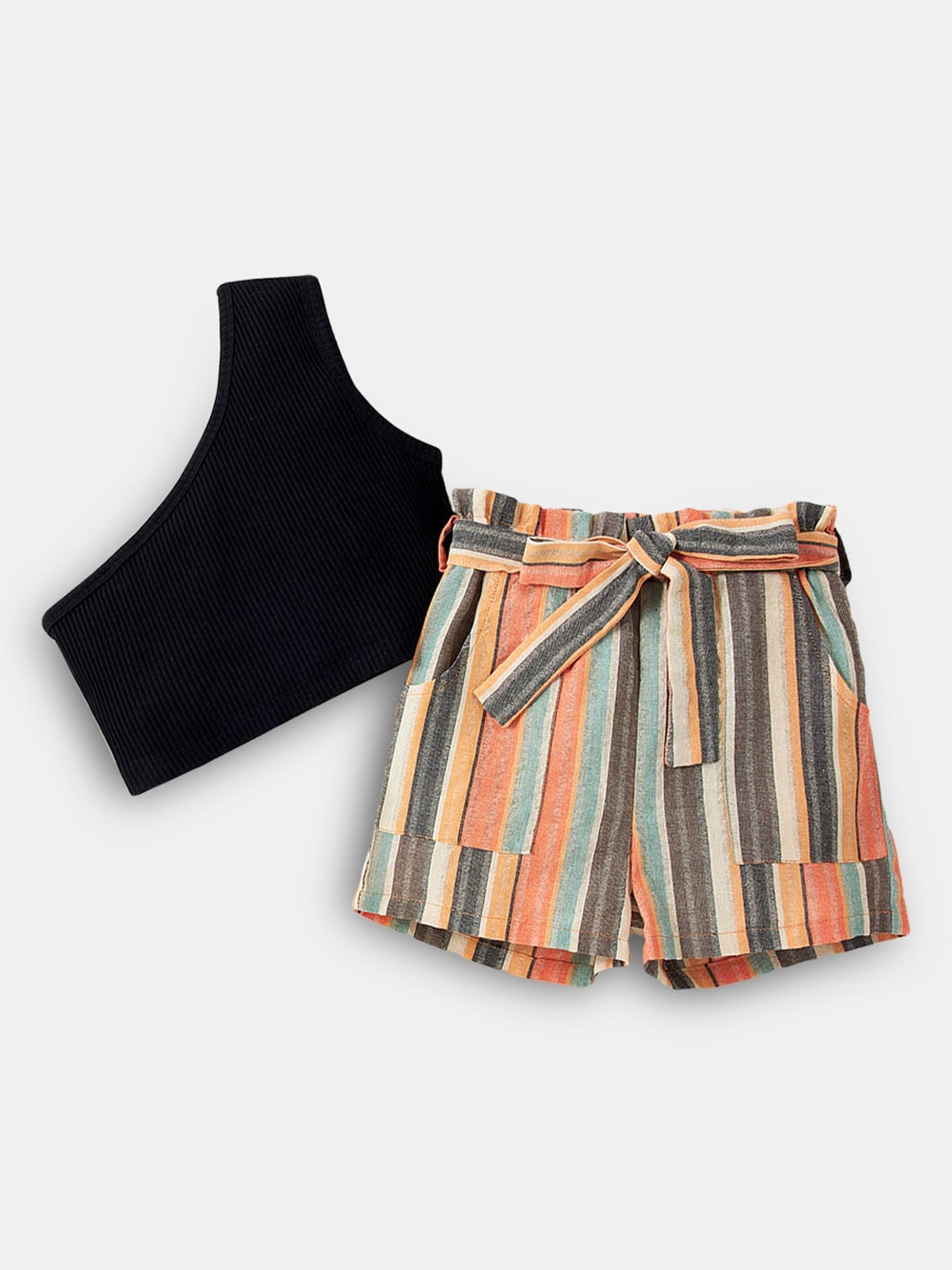 Hopscotch Girls Black & Pink Top with Shorts