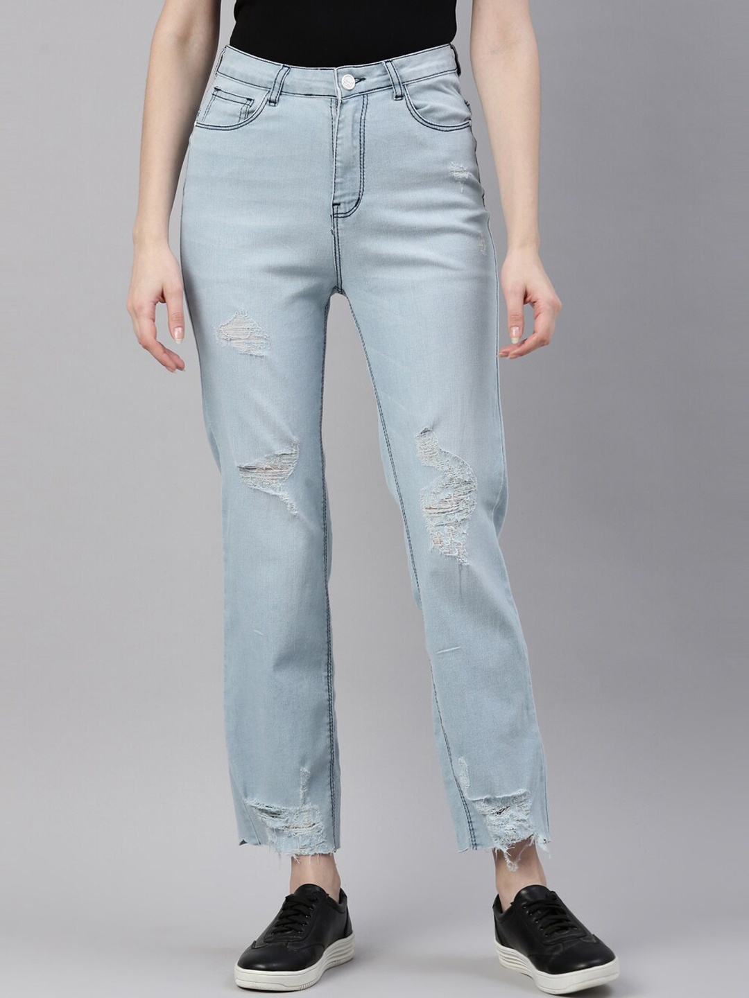 ZHEIA Women Blue Jean Mom Fit High-Rise Mildly Distressed Light Fade Stretchable Jeans
ZHEIA Women Blue Jean Mom Fit High-Rise Mildly Distressed Light Fade Stretchable Jeans