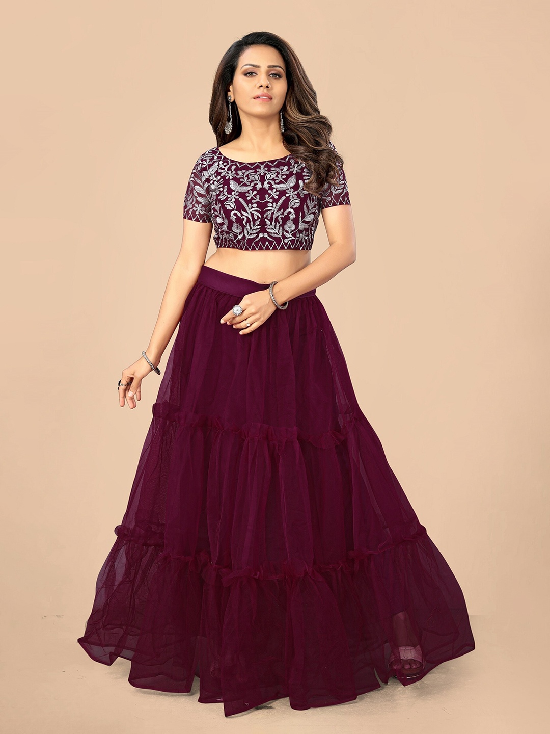 Nityanta Fab Maroon & Silver-Toned Patchwork Semi-Stitched Lehenga & Unstitched Blouse With Dupatta
Nityanta Fab Maroon & Silver-Toned Patchwork Semi-Stitched Lehenga & Unstitched Blouse With Dupatta