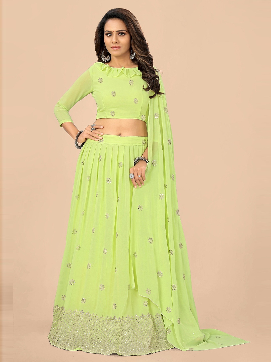 Nityanta Fab Yellow Embroidered Patchwork Semi-Stitched Lehenga & Unstitched Blouse With Dupatta
Nityanta Fab Yellow Embroidered Patchwork Semi-Stitched Lehenga & Unstitched Blouse With Dupatta