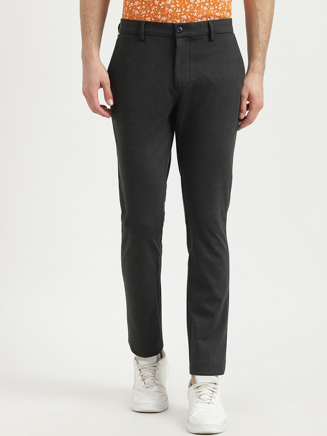United Colors of Benetton Men Grey Slim Fit Trousers